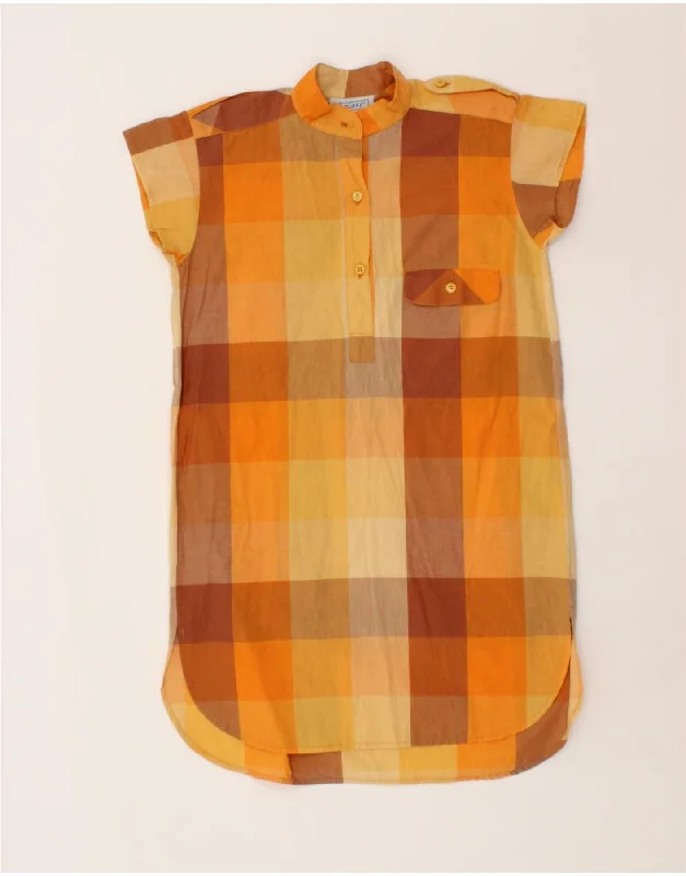 I BLUES Womens Military Pullover Shirt Dress IT 40 Small Yellow Check Polo Neck Sweater
