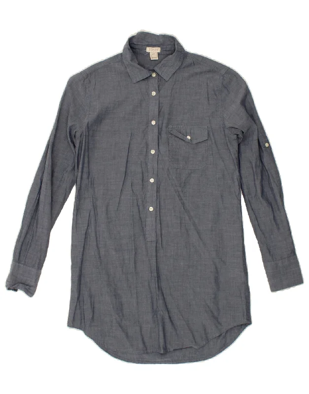 J. CREW Womens Pullover Shirt Dress UK 2 2XS Grey Cotton Cowl Neck Pullover