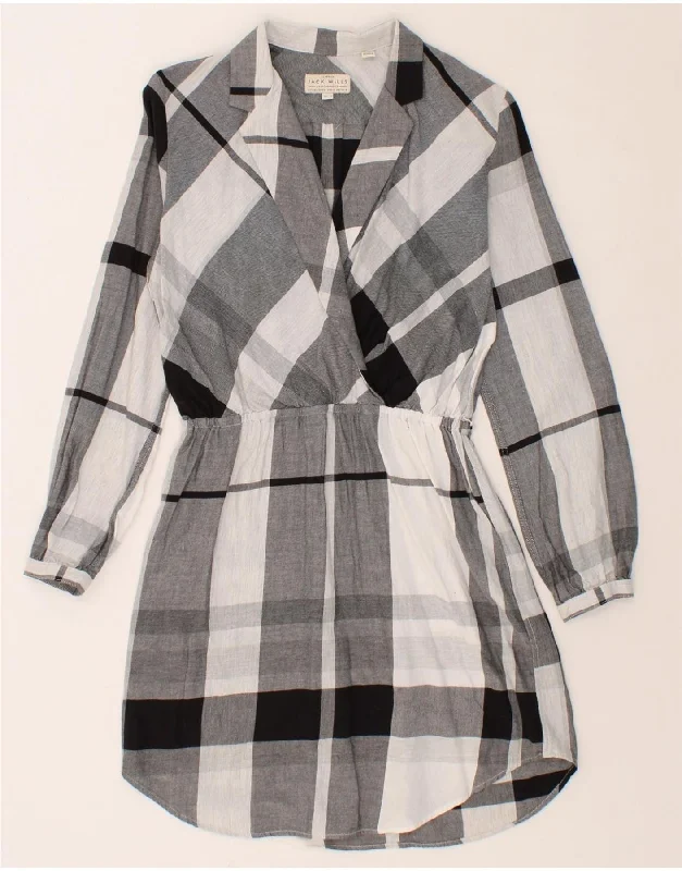 JACK WILLS Womens Pullover Shirt Dress UK 8 Small Grey Check Cotton Puff Sleeve Stylish JACK WILLS Womens Pullover Shirt Dress UK 8 Small Grey Check Cotton Puff Sleeve Stylish