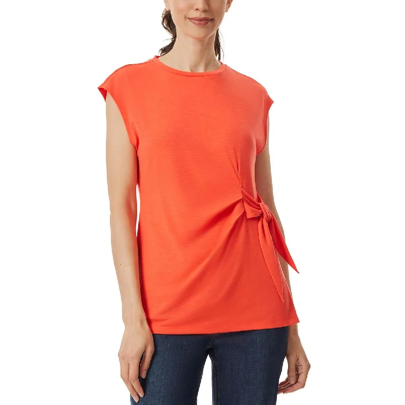 Jones New York Womens Slub Side-Tie Pullover Top Crew Neck Wool