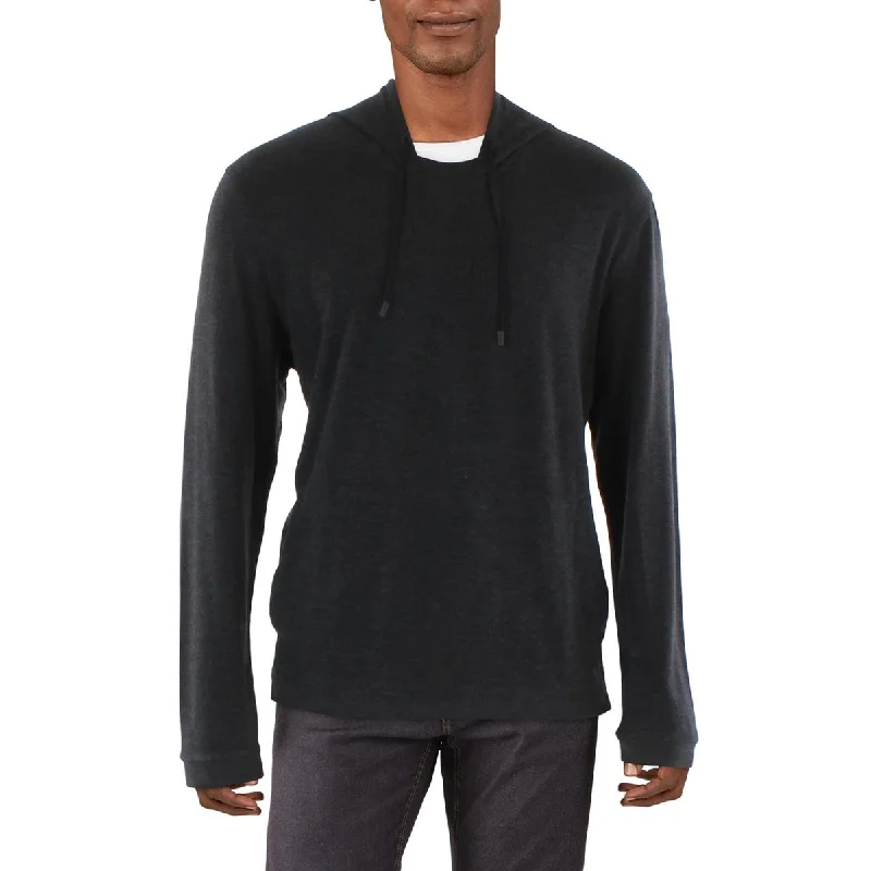 Kenneth Cole Mens Solid Drawstring Hoodie Hoodie with Emblem Brand Identity