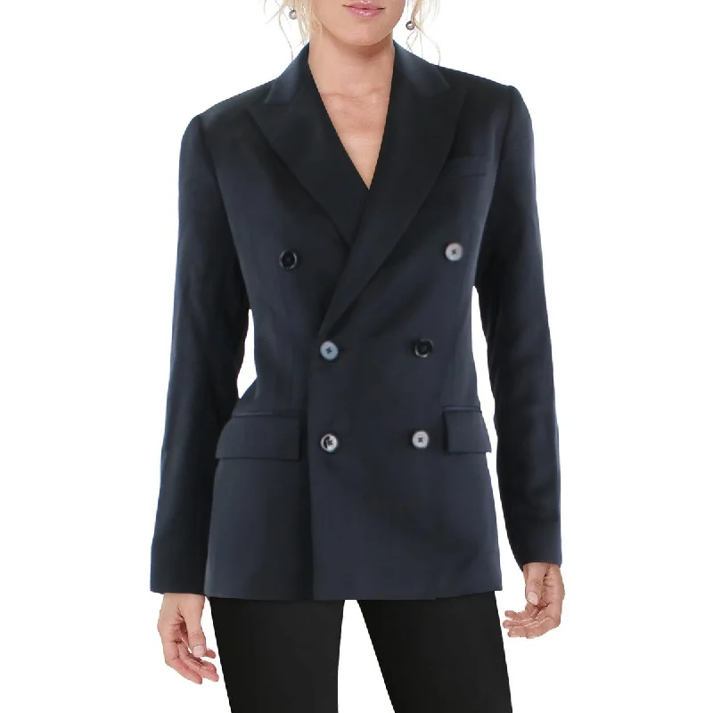 Lauren Ralph Lauren Womens Satin Business Double-Breasted Blazer Women's Trendy Jacket