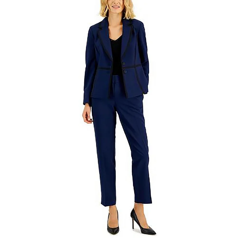 Le Suit Womens Petites Contrast Trim  Two-Button Blazer Women's Premium Blazer