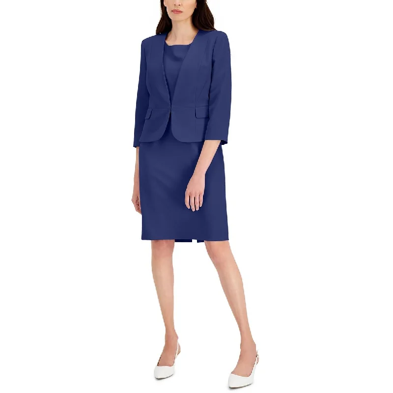 Le Suit Womens Petites Crepe Crop Open-Front Blazer Women's Trendy Jacket