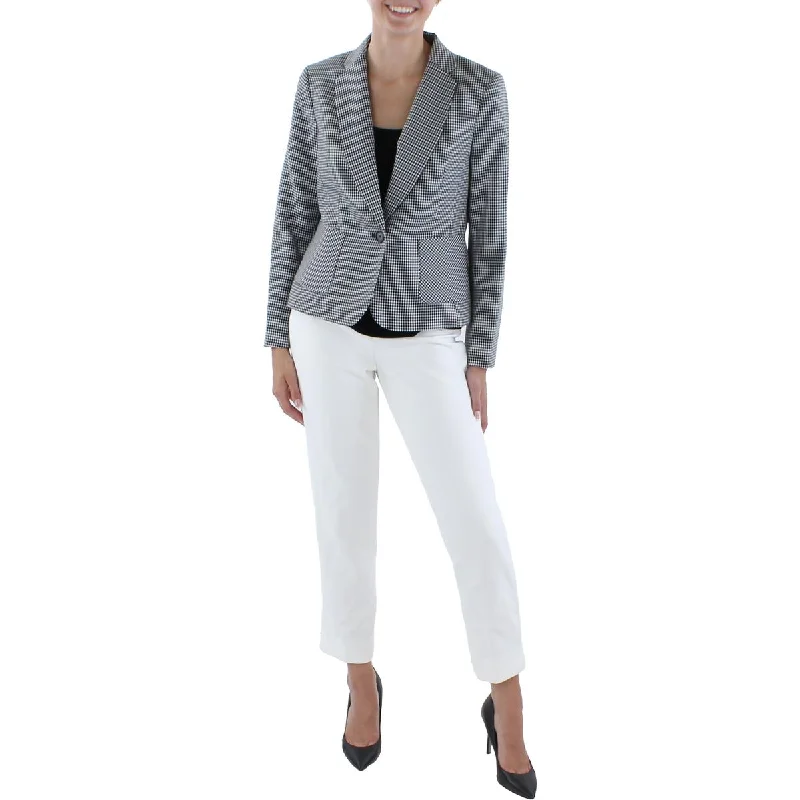 Le Suit Womens Petites Houndstooth Notch Collar One-Button Blazer Women's Vintage Suit Le Suit Womens Petites Houndstooth Notch Collar One-Button Blazer Women's Vintage Suit