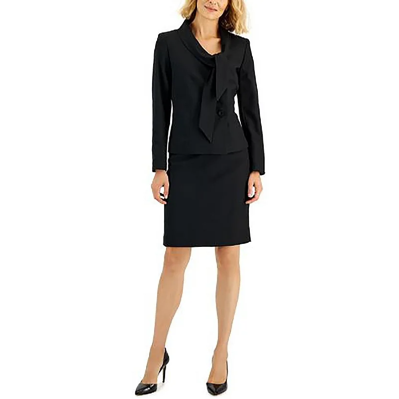 Le Suit Womens Petites Tie Neck Business Two-Button Blazer Women's Custom Jacket