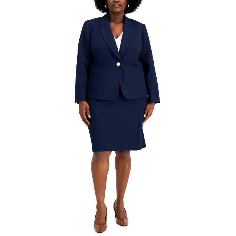 Le Suit Womens Plus Notch Collar Office One-Button Blazer Women's Vintage Suit