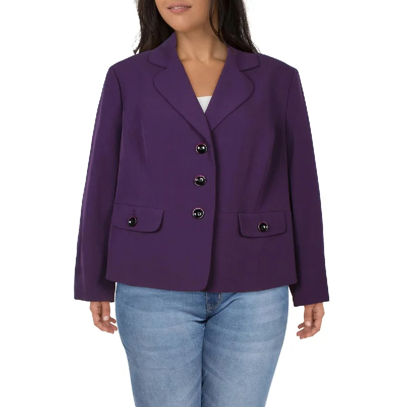 Le Suit Womens Plus Solid  Double-Breasted Blazer Women's Custom Jacket