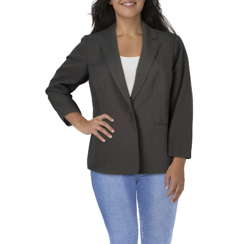 Le Suit Womens Plus Solid  One-Button Blazer Women's Boutique Suit