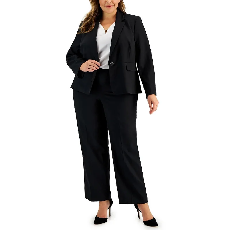 Le Suit Womens Plus Solid  One-Button Blazer Women's High-End Blazer