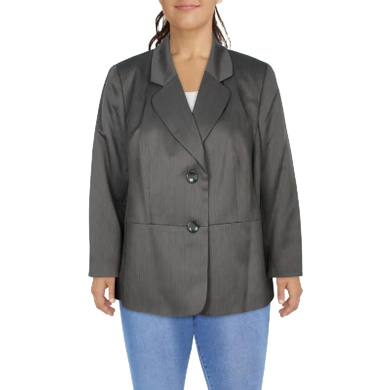 Le Suit Womens Plus Striped  Two-Button Blazer Women's Elegant Suit
