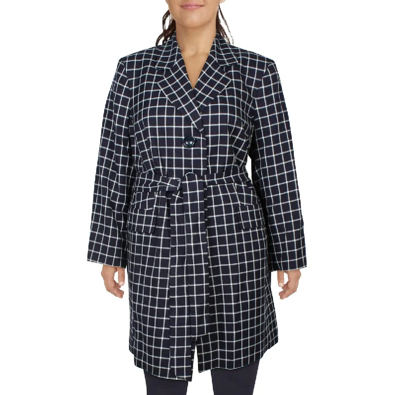 Le Suit Womens Plus Window Pane  Double-Breasted Blazer Women's Handmade Blazer