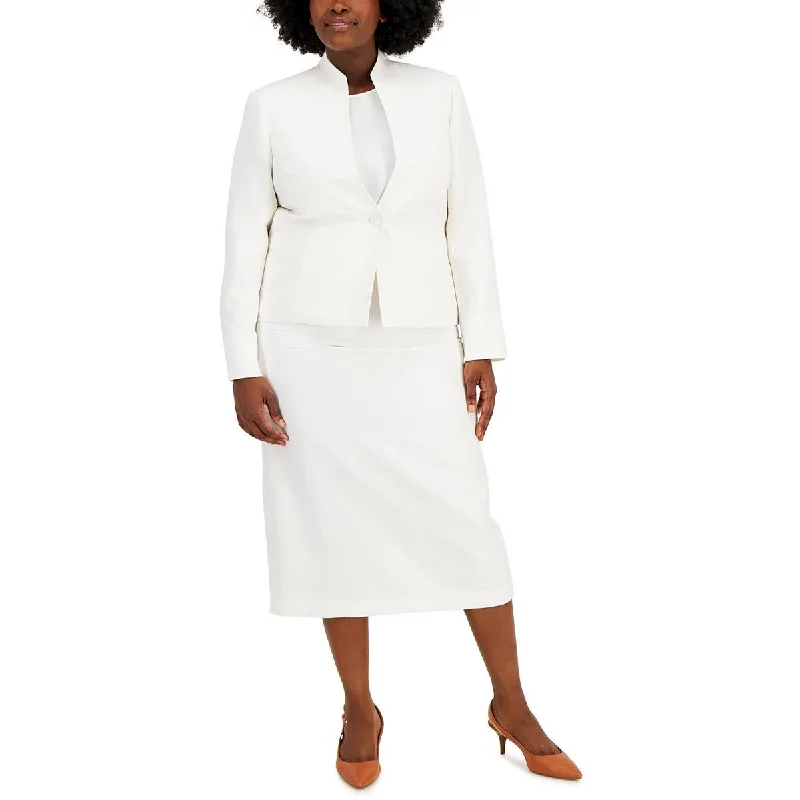 Le Suit Womens Plus Woven Long Sleeves One-Button Blazer Women's Boutique Suit