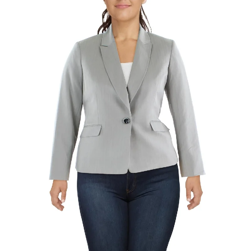 Le Suit Womens Woven Striped One-Button Blazer Women's Custom Jacket