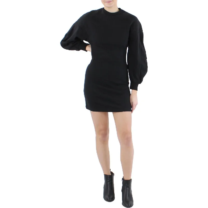 LINI Womens Extended Shoulder Mini Sweatshirt Dress Hoodie with Color Block Contrast Stylish LINI Womens Extended Shoulder Mini Sweatshirt Dress Hoodie with Color Block Contrast Stylish