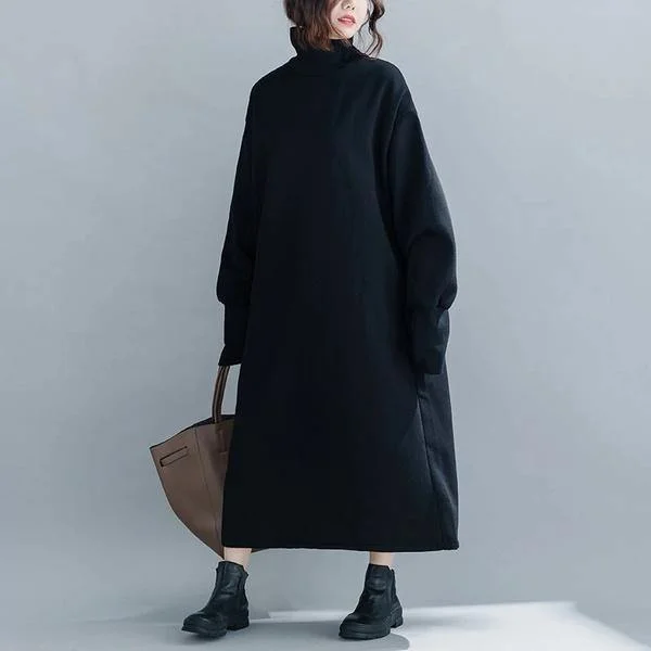 long sleeve plus size cotton vintage for women casual loose autumn winter sweatshirt dress Hoodie with Lining Warm Insulated long sleeve plus size cotton vintage for women casual loose autumn winter sweatshirt dress Hoodie with Lining Warm Insulated