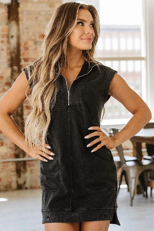 Lowen Zipped Sweatshirt Dress | S-XL Hoodie with Lace Feminine Delicate