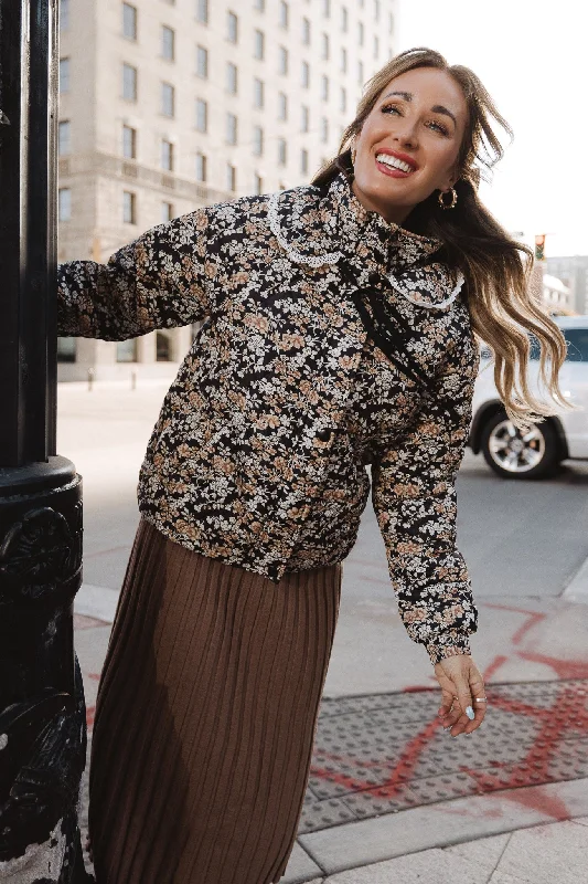 McKenna Quilted Jacket in Floral Tailored Jacket Straight Jacket A-Line Jacket