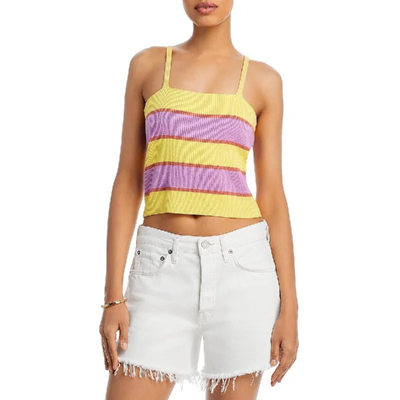 Mother Womens Striped Tank Pullover Top Peter Pan Collar