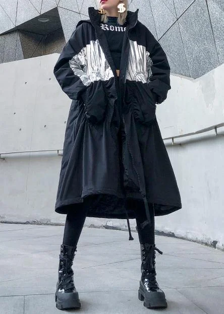 New trendy plus size Coats outwear black hooded drawstring winter parkas Hooded Parka Coat New trendy plus size Coats outwear black hooded drawstring winter parkas Hooded Parka Coat