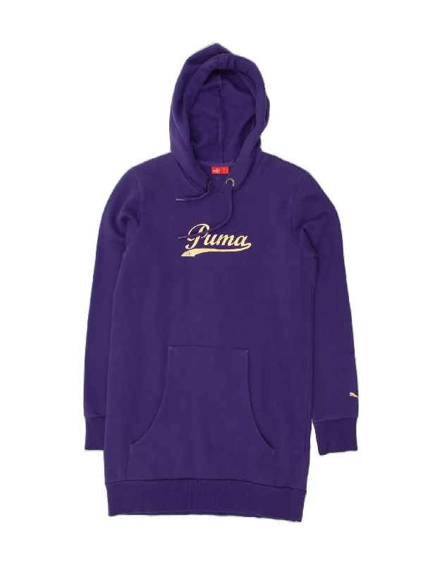 PUMA Womens Graphic Sweatshirt Hoodie Dress UK 12 Medium Purple Cotton Hoodie with V-Neck Classic Versatile PUMA Womens Graphic Sweatshirt Hoodie Dress UK 12 Medium Purple Cotton Hoodie with V-Neck Classic Versatile