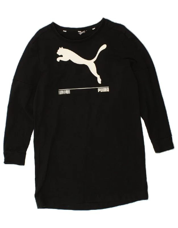 PUMA Womens Graphic Sweatshirt Jumper Dress UK 14 Medium Black Cotton Hoodie with Relaxed Fit Easy Casual PUMA Womens Graphic Sweatshirt Jumper Dress UK 14 Medium Black Cotton Hoodie with Relaxed Fit Easy Casual