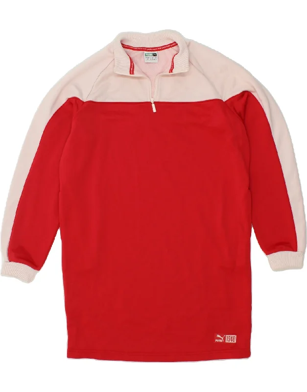 PUMA Womens Sweatshirt Jumper Dress UK 10 Small Red Colourblock Polyester Hoodie with Tie-Dye Psychedelic Retro PUMA Womens Sweatshirt Jumper Dress UK 10 Small Red Colourblock Polyester Hoodie with Tie-Dye Psychedelic Retro