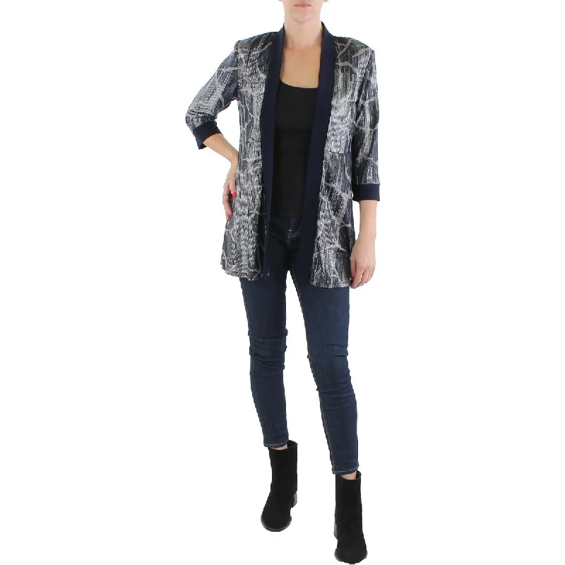 R&M Richards Womens Knit Metallic Duster Blazer Women's Handmade Blazer