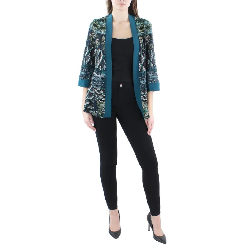R&M Richards Womens Knit Printed Duster Blazer Milan Custom Blazer