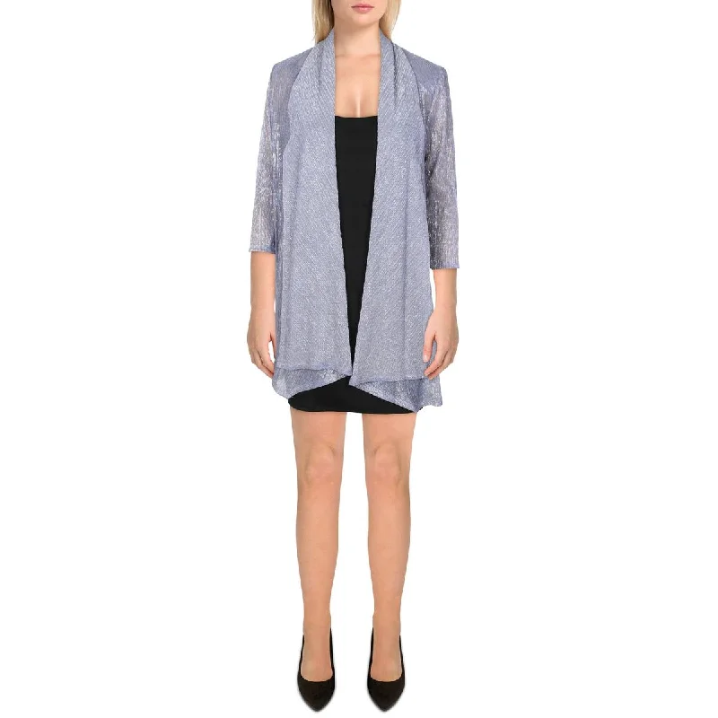 R&M Richards Womens Petites Metallic Drapey Duster Blazer Milan Custom Blazer