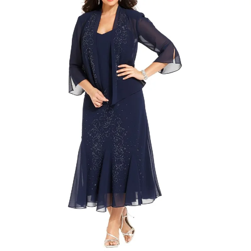 R&M Richards Womens Plus Crepe Beaded Dress With Jacket Chenille Fabric Brocade Fabric Lace Fabric R&M Richards Womens Plus Crepe Beaded Dress With Jacket Chenille Fabric Brocade Fabric Lace Fabric