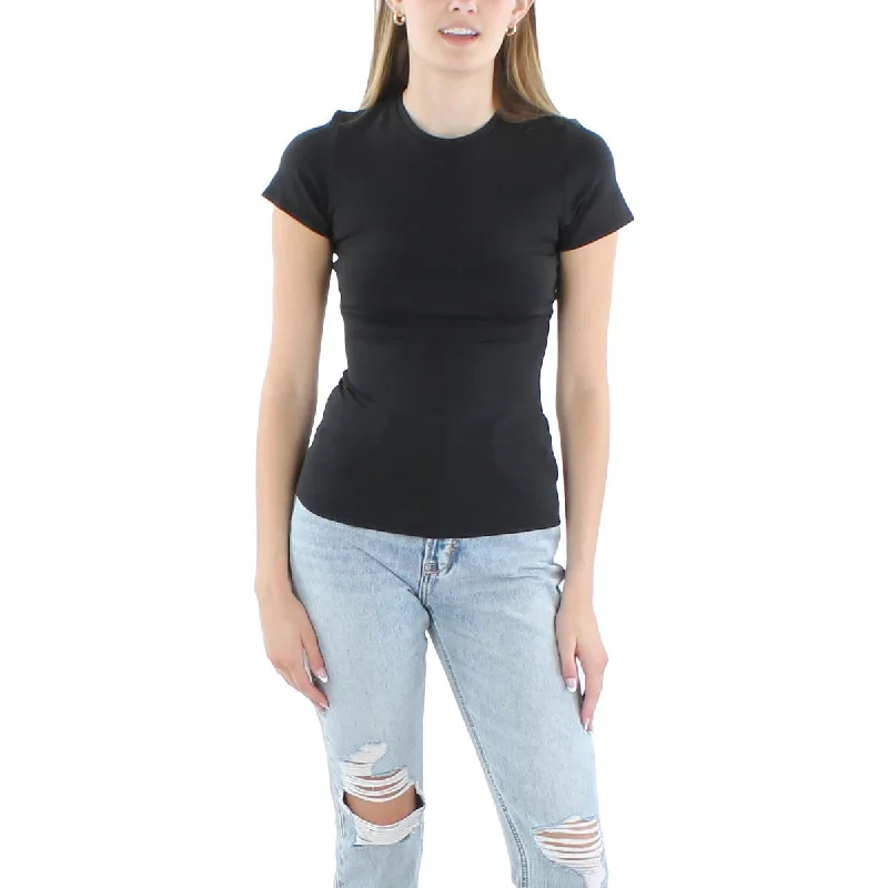 Robin Piccone Womens Solid Nylon Pullover Top Plunging Neck Pullover