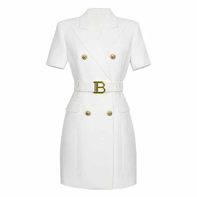 Short Sleeves Double Breasted Gold Button Blazer Dress Women Mini Blazer Dresses Slim Fit Blazer Short Sleeves Double Breasted Gold Button Blazer Dress Women Mini Blazer Dresses Slim Fit Blazer