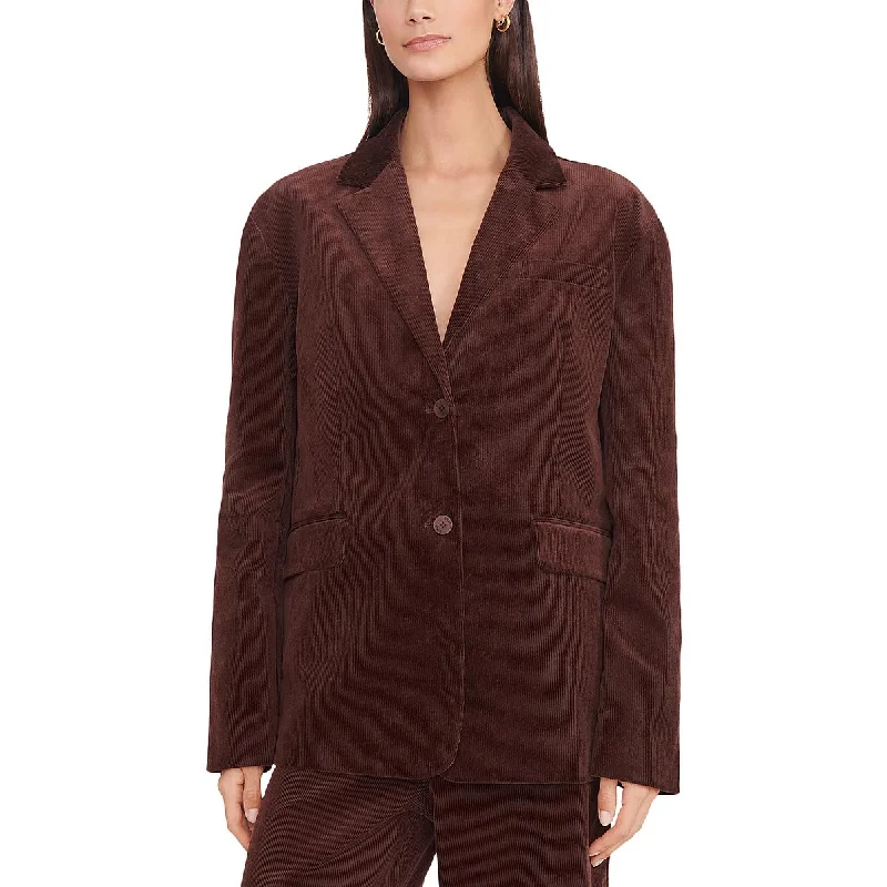 STAUD Womens Corduroy Suit Separate Two-Button Blazer Cotton Blend Blazer