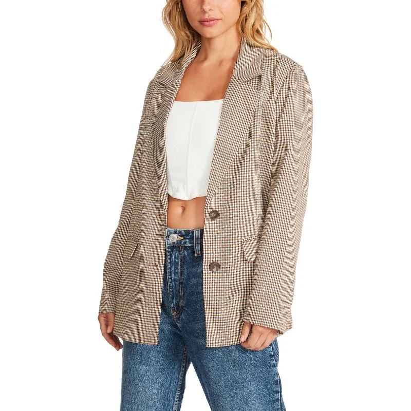 Steve Madden Women's Houndstooth Two Button Blazer with Notch Collar Women's Elegant Suit Steve Madden Women's Houndstooth Two Button Blazer with Notch Collar Women's Elegant Suit