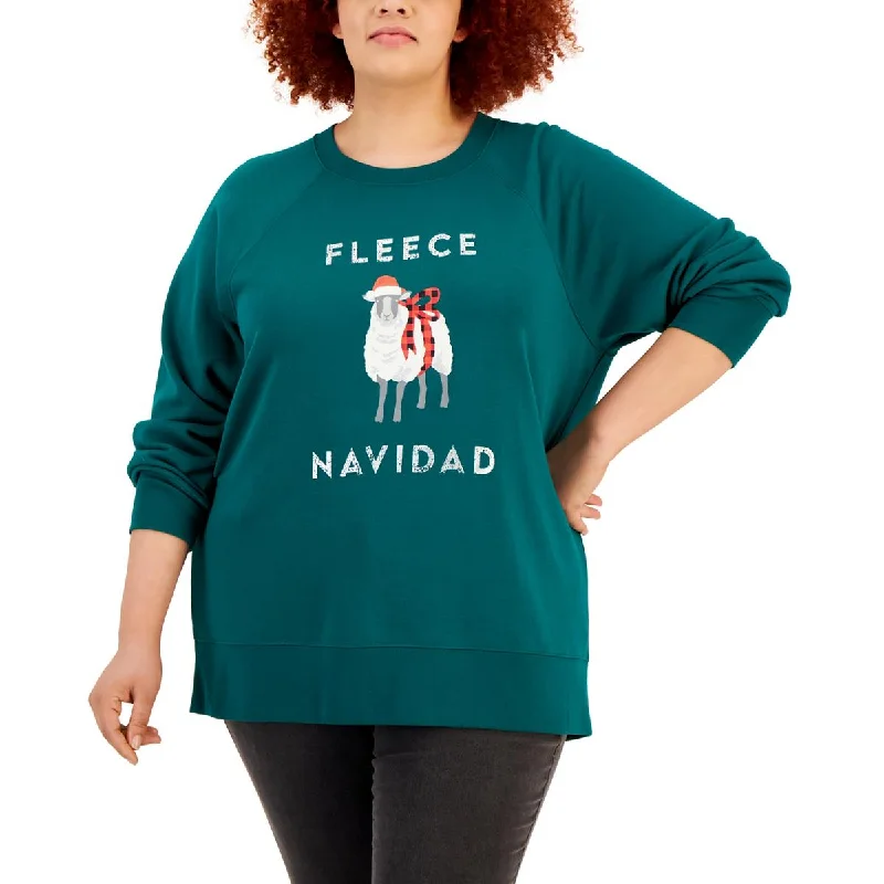 Style & Co. Womens Plus Cotton Blend Holiday Sweatshirt Hoodie with Pattern Geometric Abstract Style & Co. Womens Plus Cotton Blend Holiday Sweatshirt Hoodie with Pattern Geometric Abstract
