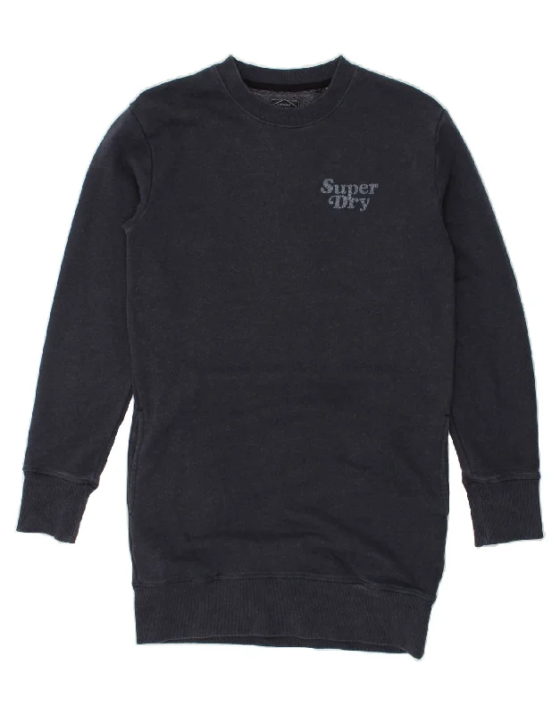 SUPERDRY Womens Sweatshirt Jumper Dress UK 10 Small Navy Blue Cotton Hoodie Dress Longline Feminine SUPERDRY Womens Sweatshirt Jumper Dress UK 10 Small Navy Blue Cotton Hoodie Dress Longline Feminine
