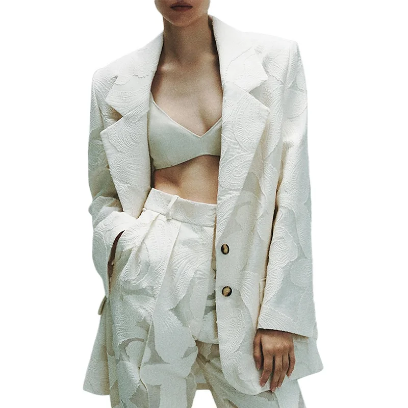 The Mannei Womens CAEN Oversized Cotton Two-Button Blazer Plus Size Women's Coat