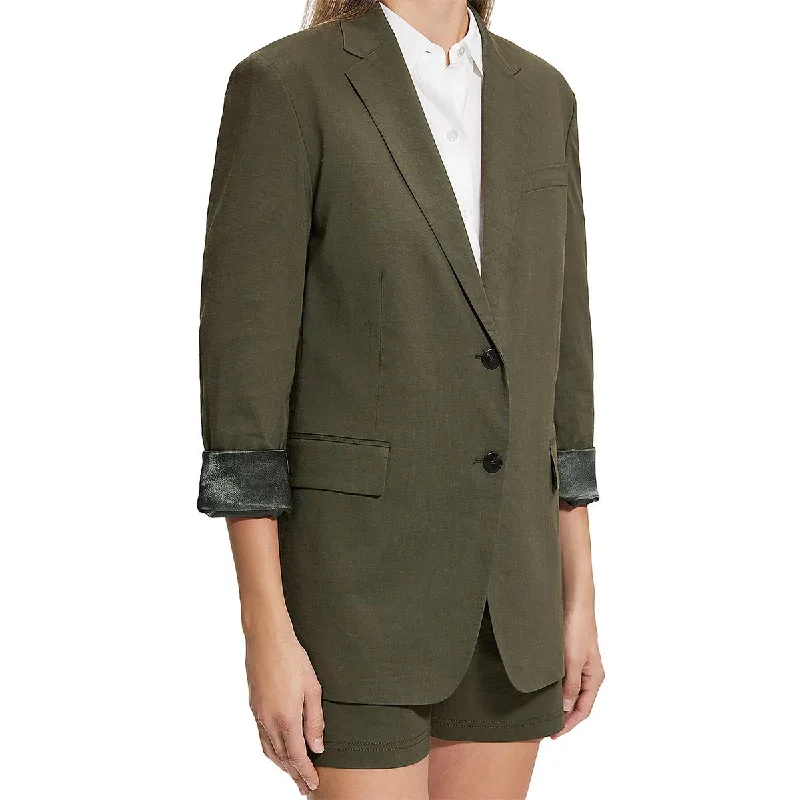 Theory Womens Cuff Sleeve Boyfriend Fit Two-Button Blazer Spring Women's Coat