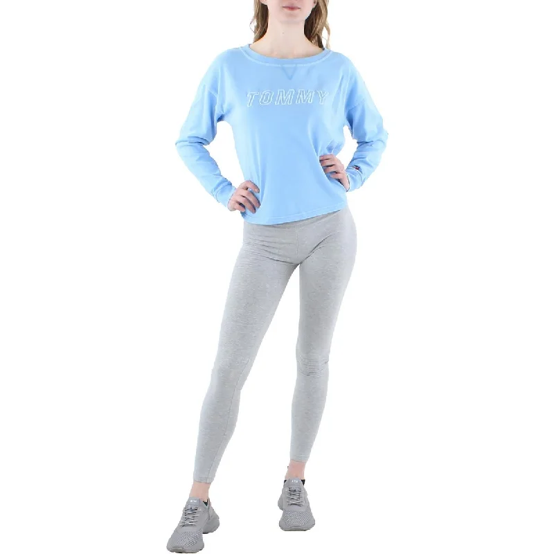 Tommy Hilfiger Sport Womens Cotton Gym Sweatshirt Hoodie with Lace Feminine Delicate
