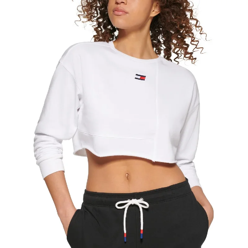 Tommy Hilfiger Sport Womens Fitness Workout Sweatshirt Hoodie with Typography Text Message Tommy Hilfiger Sport Womens Fitness Workout Sweatshirt Hoodie with Typography Text Message