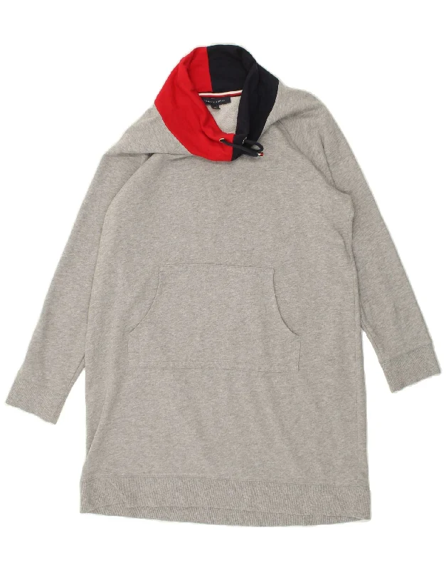 TOMMY HILFIGER Womens Sweatshirt Jumper Dress UK 18 XL Grey Cotton Hoodie with Drawstring Waist Adjustable Fitted TOMMY HILFIGER Womens Sweatshirt Jumper Dress UK 18 XL Grey Cotton Hoodie with Drawstring Waist Adjustable Fitted