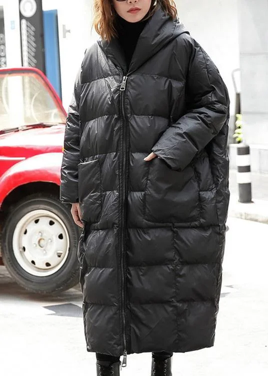 fine black winter parkas plus size hooded pockets coats Quilted Puffer Jacket