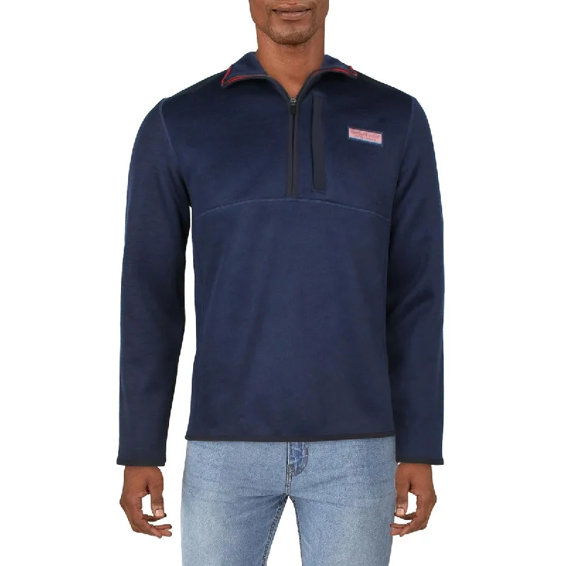 Vineyard Vines Mens Long Sleeve Ribbed 3/4 Zip Pullover Boat Neck Sweater