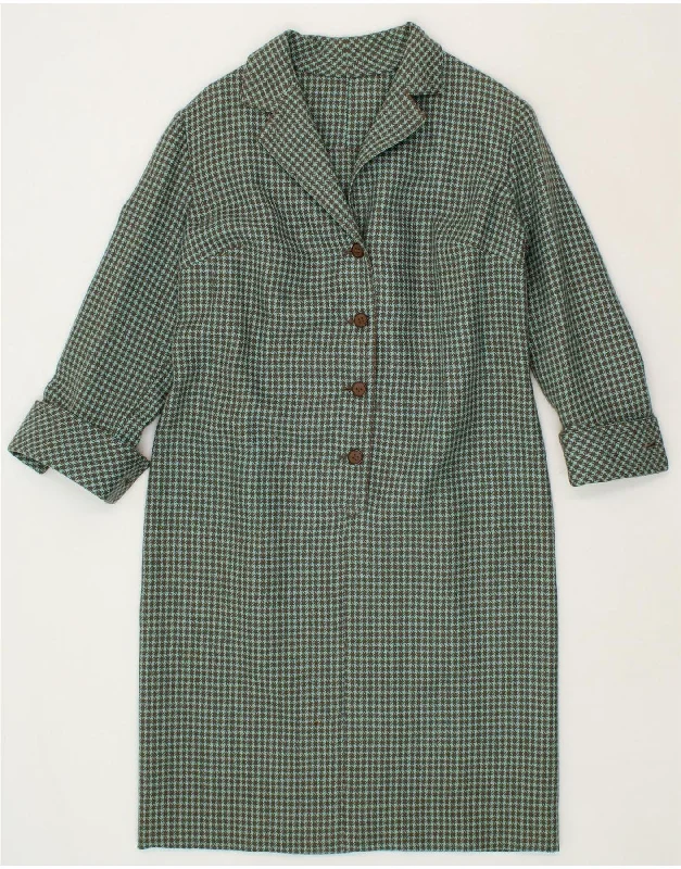 VINTAGE Womens Long Sleeve Pullover Shirt Dress UK 14 Medium Green Cable Knit Chunky VINTAGE Womens Long Sleeve Pullover Shirt Dress UK 14 Medium Green Cable Knit Chunky