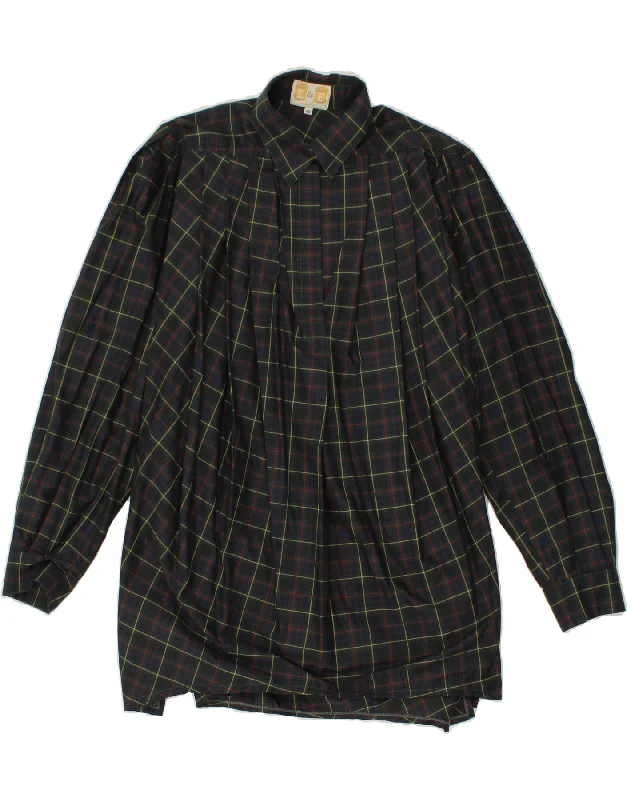 VINTAGE Womens Oversized Pullover Shirt Dress IT 42 Medium Navy Blue Check Soft Wool Sweater VINTAGE Womens Oversized Pullover Shirt Dress IT 42 Medium Navy Blue Check Soft Wool Sweater