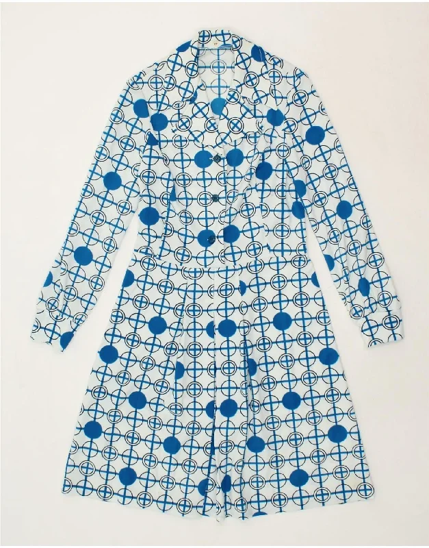 VINTAGE Womens Pullover Shirt Dress IT 44 Medium Blue Geometric Turtleneck Warm Pullover VINTAGE Womens Pullover Shirt Dress IT 44 Medium Blue Geometric Turtleneck Warm Pullover