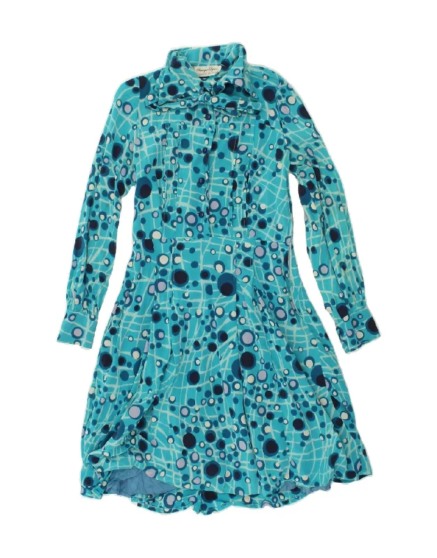 VINTAGE Womens Pullover Shirt Dress UK 10 Small Blue Spotted Turtleneck Warm Pullover VINTAGE Womens Pullover Shirt Dress UK 10 Small Blue Spotted Turtleneck Warm Pullover