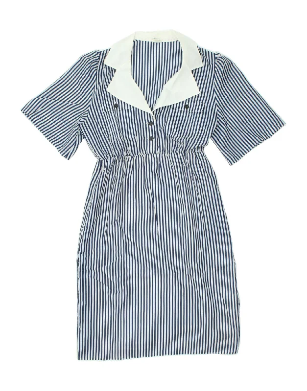 VINTAGE Womens Pullover Shirt Dress UK 16 Large Blue Striped Boat Neck Sweater