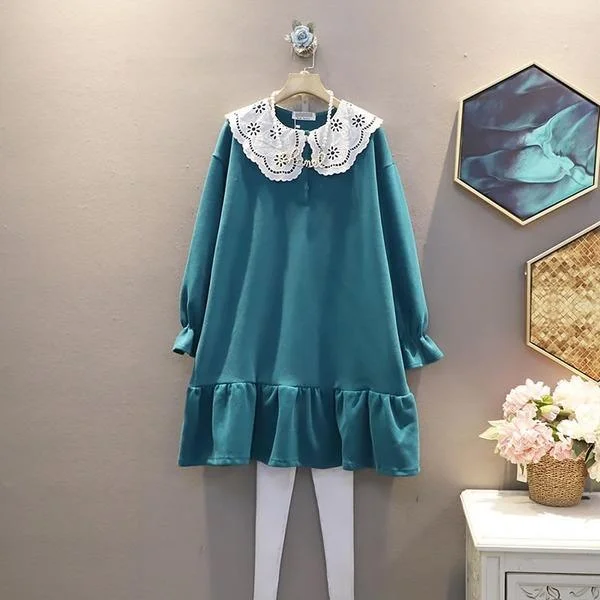 Winter Fashion Elegant Loose Patchwork Pleated Dress Loose Casual Pullover Dress Fine Merino Wool Winter Fashion Elegant Loose Patchwork Pleated Dress Loose Casual Pullover Dress Fine Merino Wool